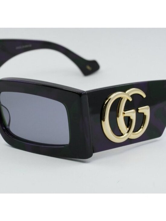 Gucci GG1425S 003 Sunglasses Big Spotted Purple And Green Havana Rectangle Frame main image 11